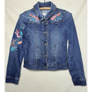 Women’s P.S. by Aéropostale, Embroidered Jean Jacket, 14 Blue